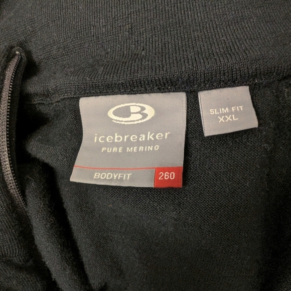 MERINO WOOL Half Zip Pullover Black 260gsm Bodyfit Slim XXL Icebreaker - Picture 6 of 8